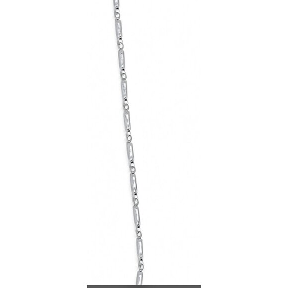 Aurafin 14K White Gold Italy Bar Bead Anklet Chain Bracelet Delicate Minimalist - Picture 3 of 7